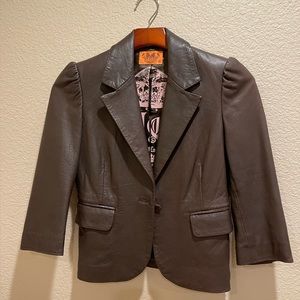 Juicy Couture Brown Leather Blazer Jacket